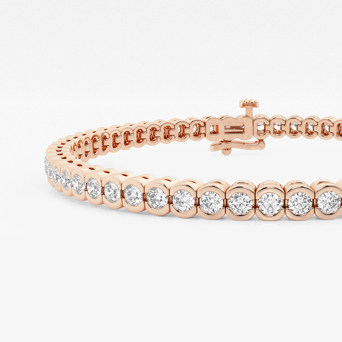 Additional Image 1 for  4 ctw Round Lab Grown Diamond Half Bezel Tennis Bracelet - 7 Inches