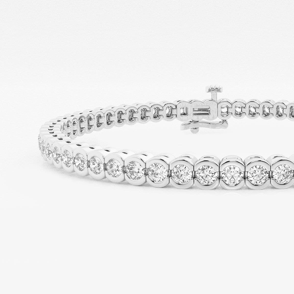 4 ctw Round Lab Grown Diamond Half Bezel Tennis Bracelet - 7 Inches 14K White Gold, FG, VS2+