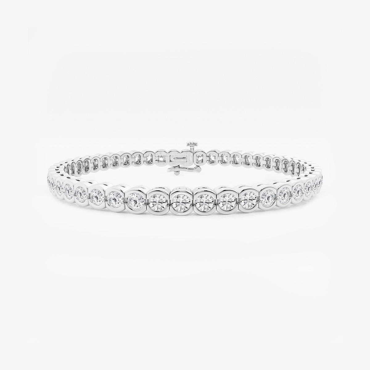7 ctw Round Lab Grown Diamond Half Bezel Tennis Bracelet - 7 Inches