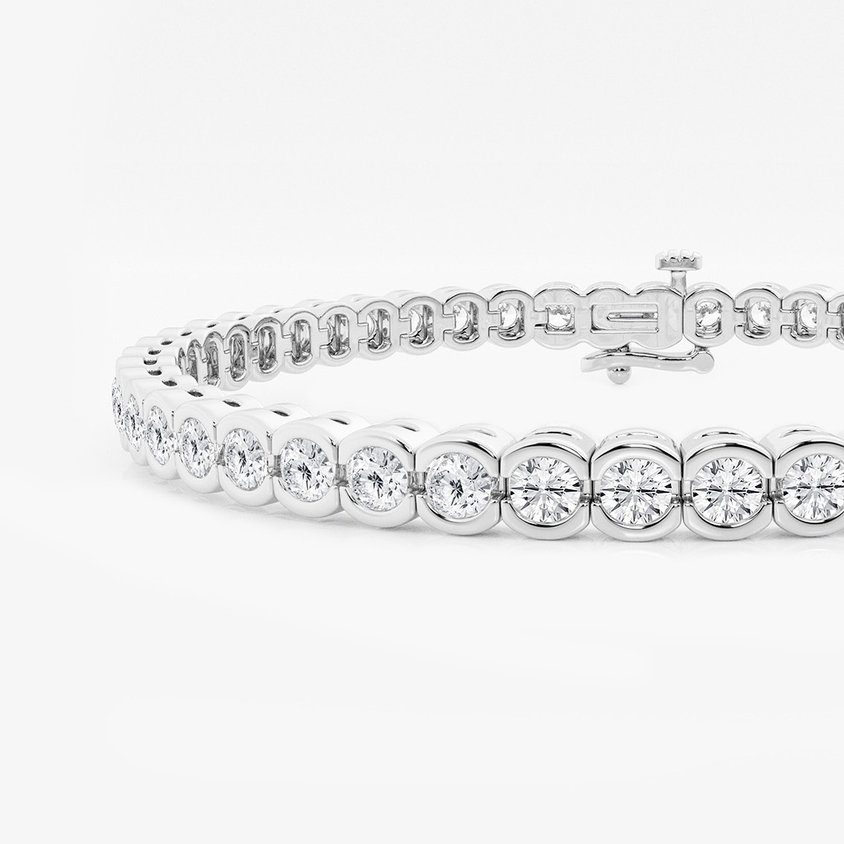Additional Image 1 for  7 ctw Round Lab Grown Diamond Half Bezel Tennis Bracelet - 7 Inches