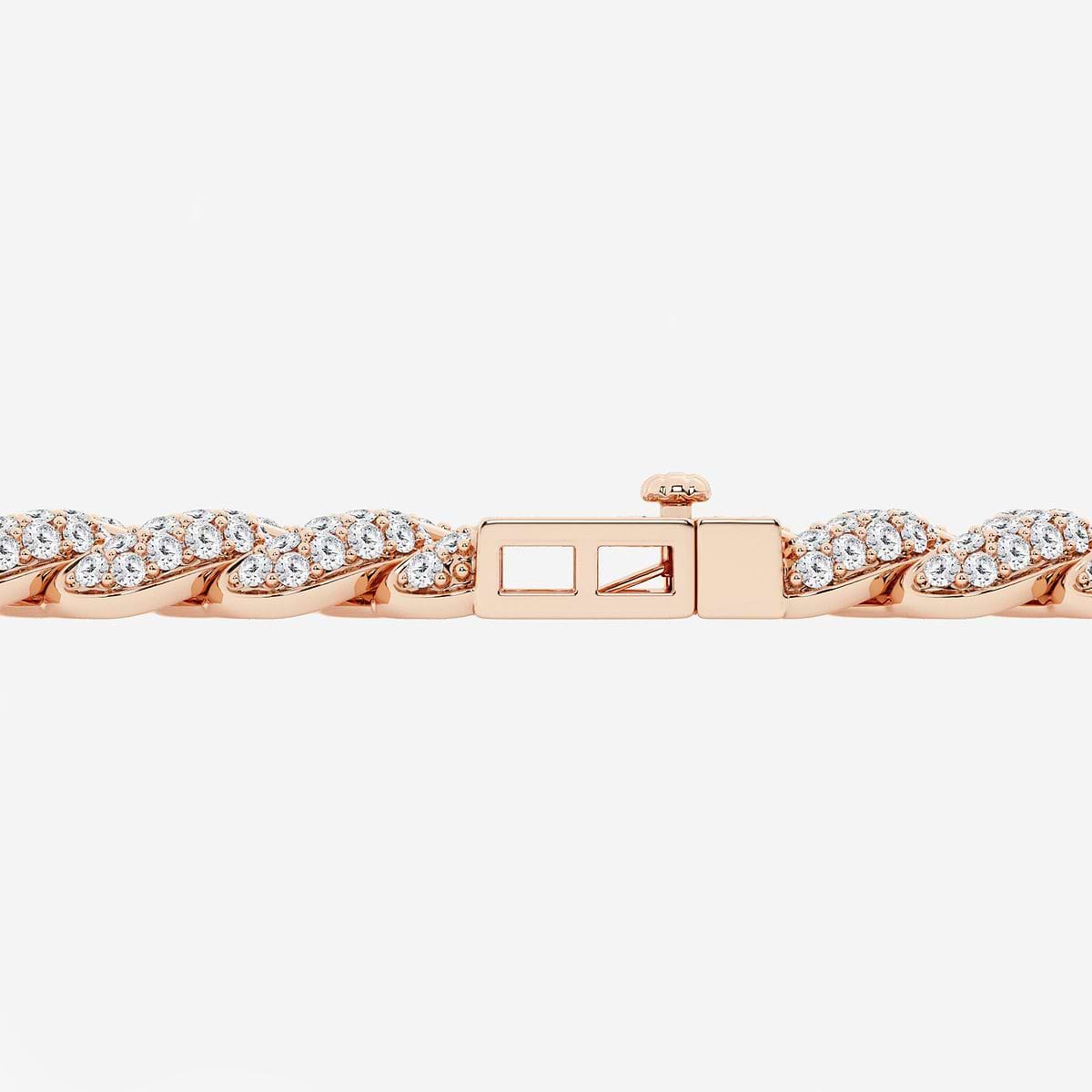 5 1/2 ctw Round Lab Grown Diamond Cuban Link Bracelet - 6 Inches 14K Rose Gold, F, VS2