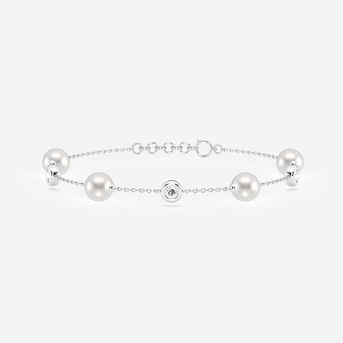 Freshwater Pearl Alternating Adjustable Round Chain Bracelet