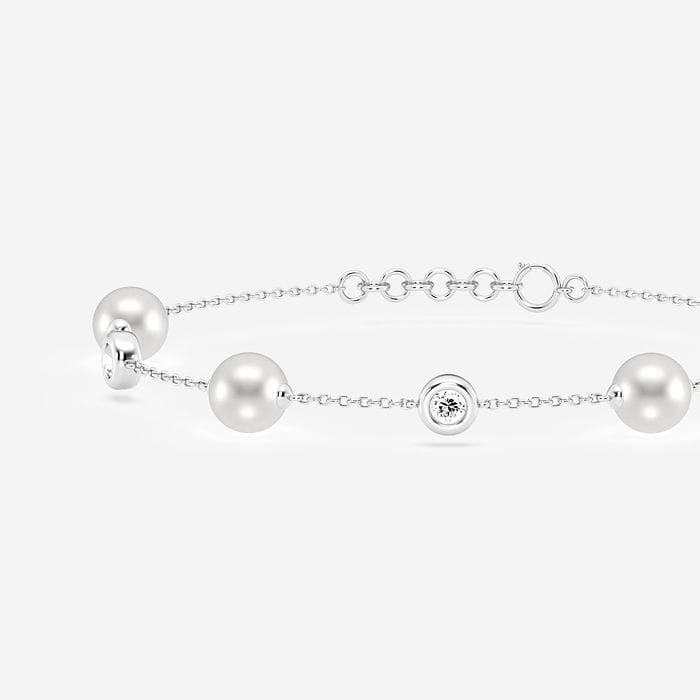 Freshwater Pearl Alternating Adjustable Round Chain Bracelet