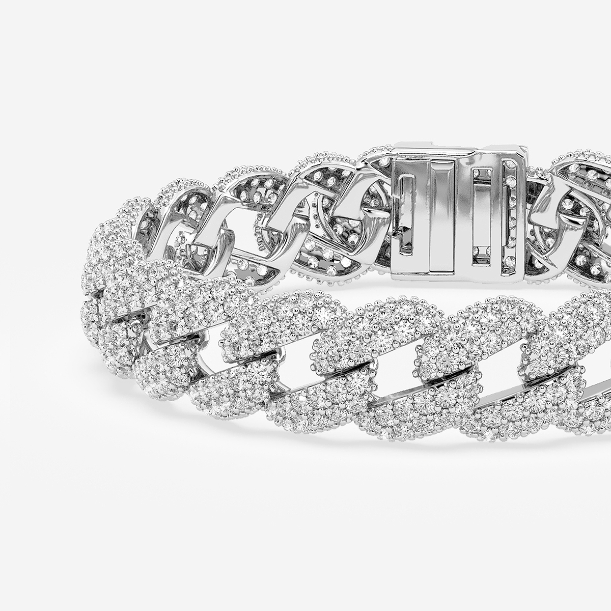 16 ctw Round Lab Grown Diamond Cuban Link Bracelet - 8.75 Inches 14K White Gold, FG, VS2+