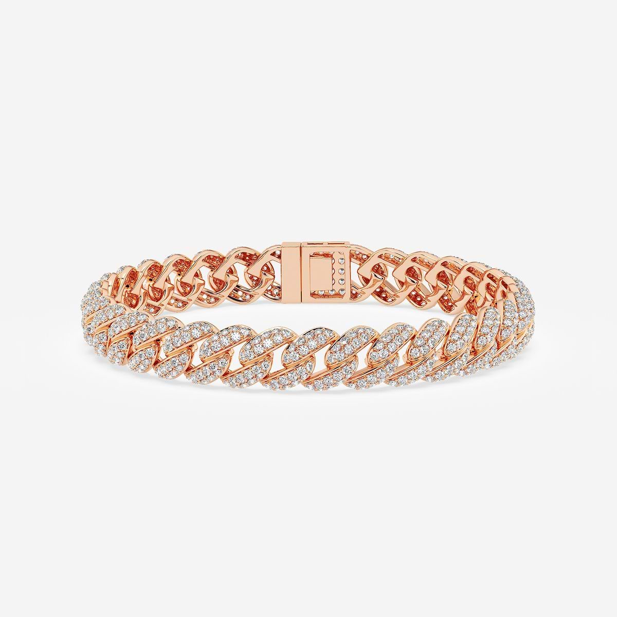 5 1/2 ctw Round Lab Grown Diamond Cuban Link Bracelet - 6 Inches 14K Rose Gold, F, VS2