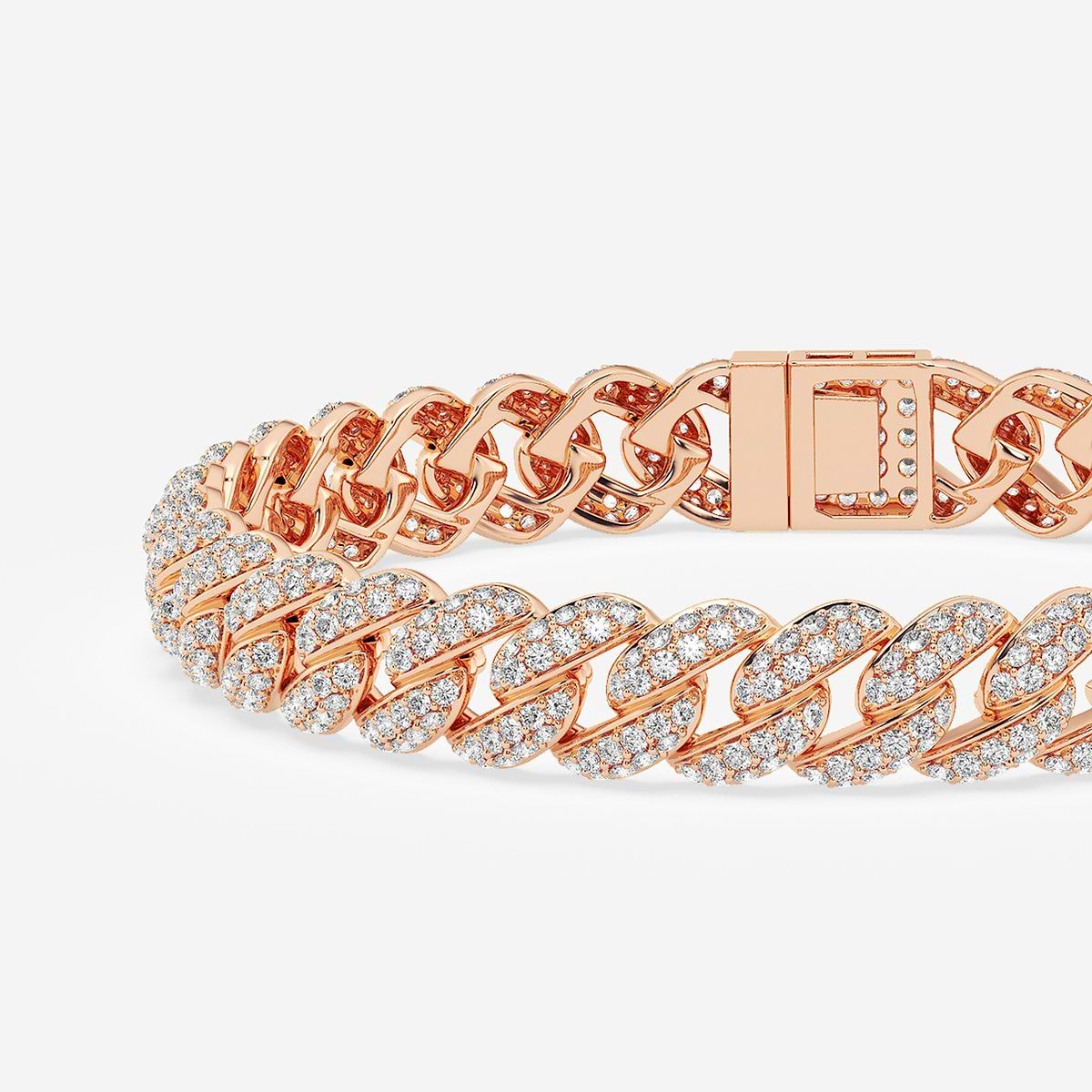 5 1/2 ctw Round Lab Grown Diamond Cuban Link Bracelet - 6 Inches 14K Rose Gold, F, VS2