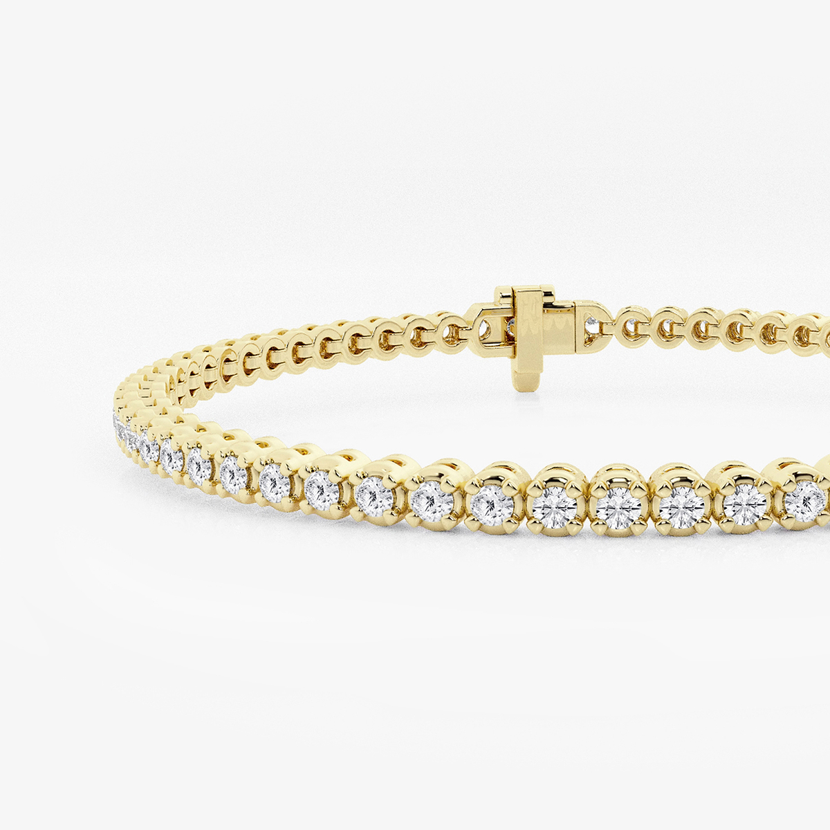 2 ctw Round Lab Grown Diamond Four-Prong Tennis Bracelet - 6.5 Inches 14K Yellow Gold, F, VS2