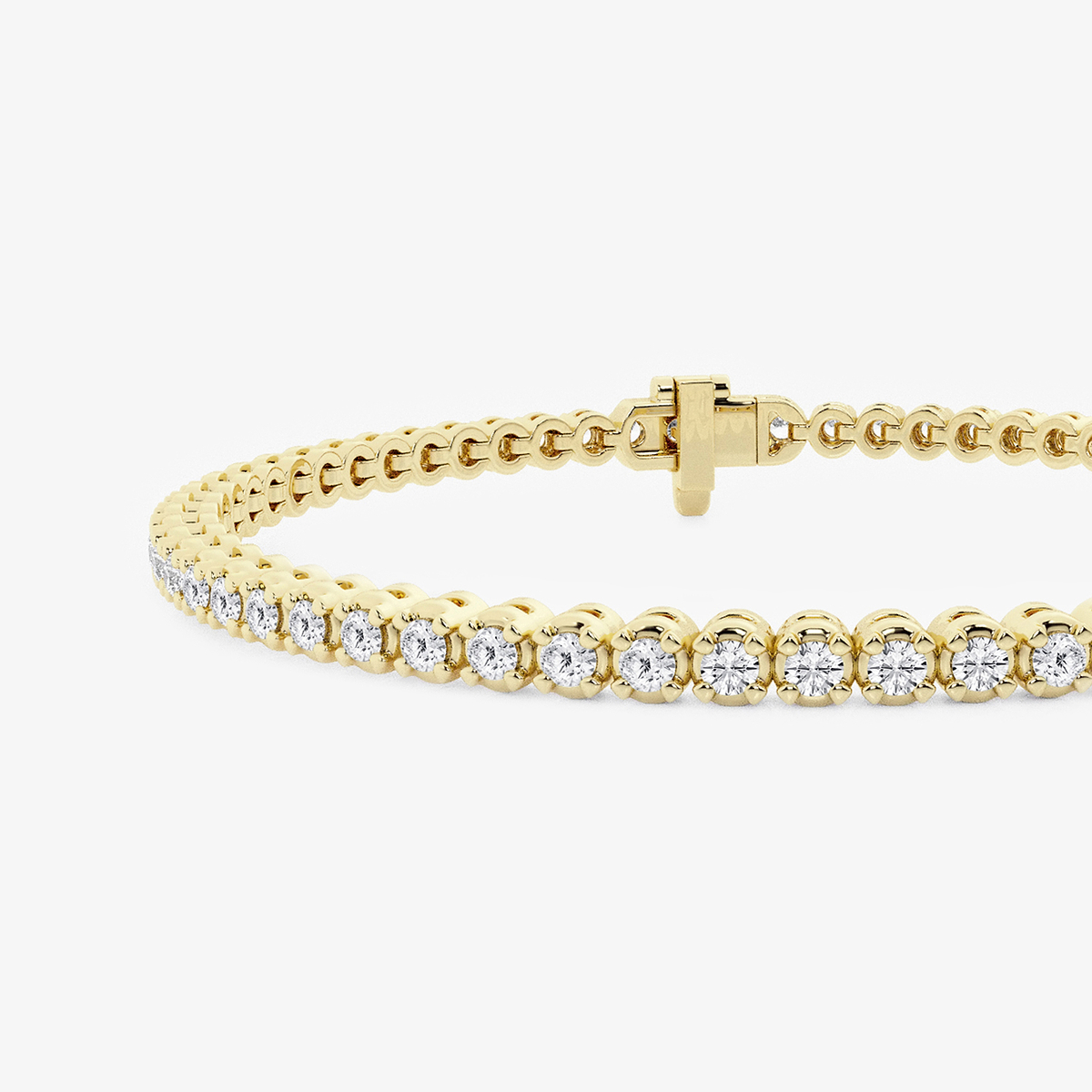2 ctw Round Lab Grown Diamond Four-Prong Tennis Bracelet - 8 Inches 14K Yellow Gold, FG, VS2+