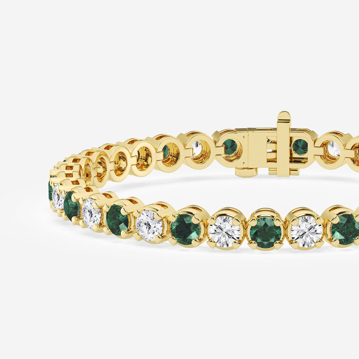 Additional Image 1 for  8 ctw Round Created Emerald and Round Lab Grown Diamond Four-Prong Tennis Bracelet - 8 Inches