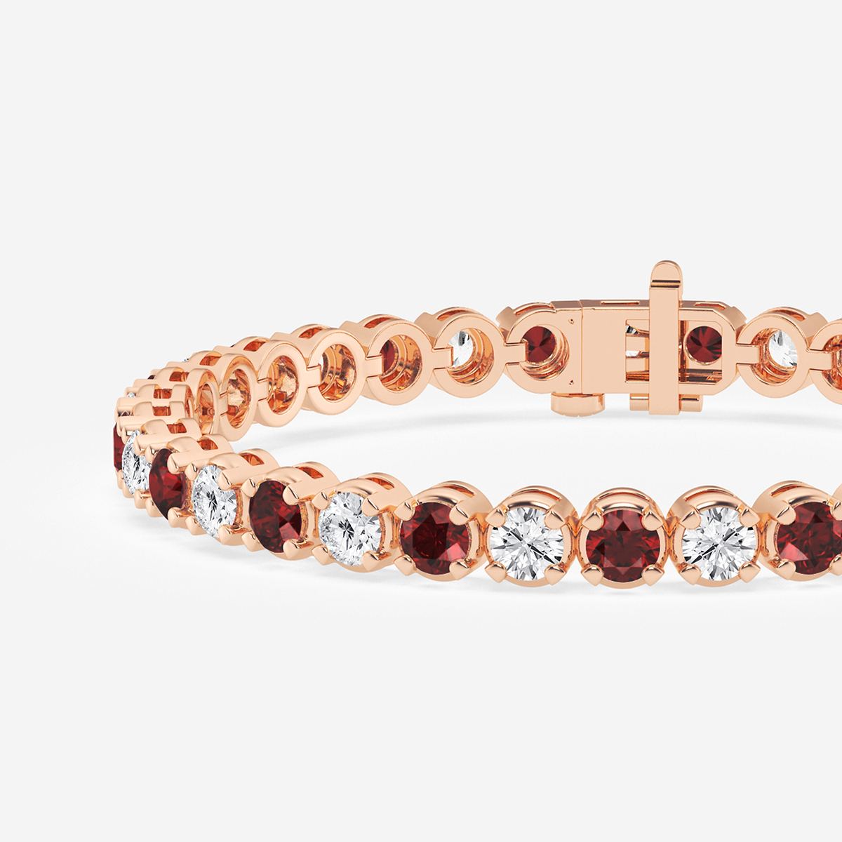 Additional Image 1 for  8 ctw Round Created Ruby and Round Lab Grown Diamond Four-Prong Tennis Bracelet - 8 Inches