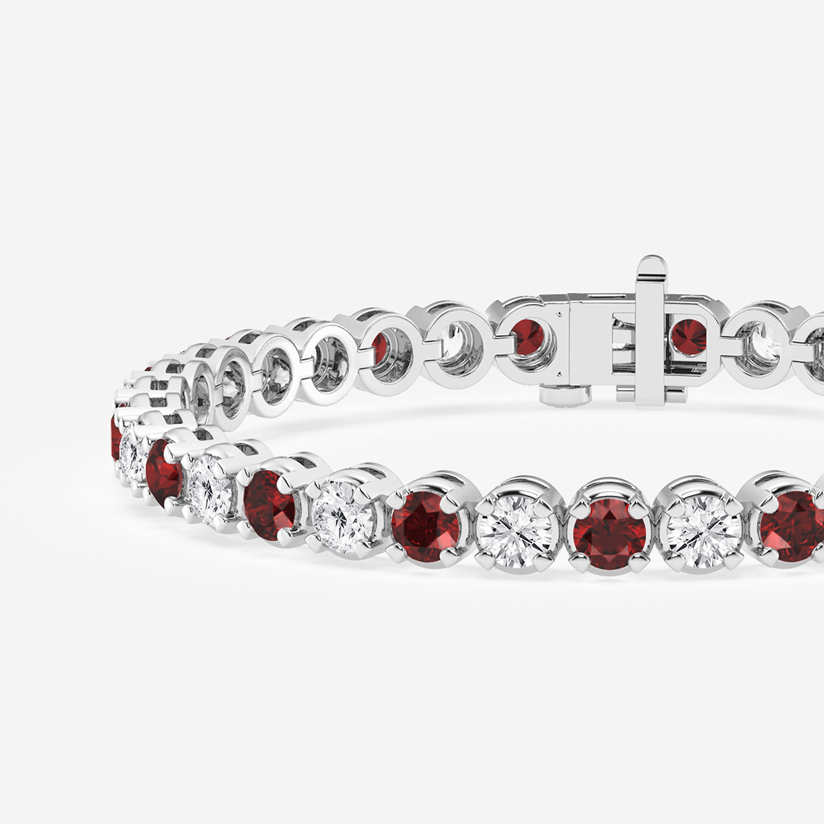 Additional Image 1 for  8 ctw Round Created Ruby and Round Lab Grown Diamond Four-Prong Tennis Bracelet - 8 Inches