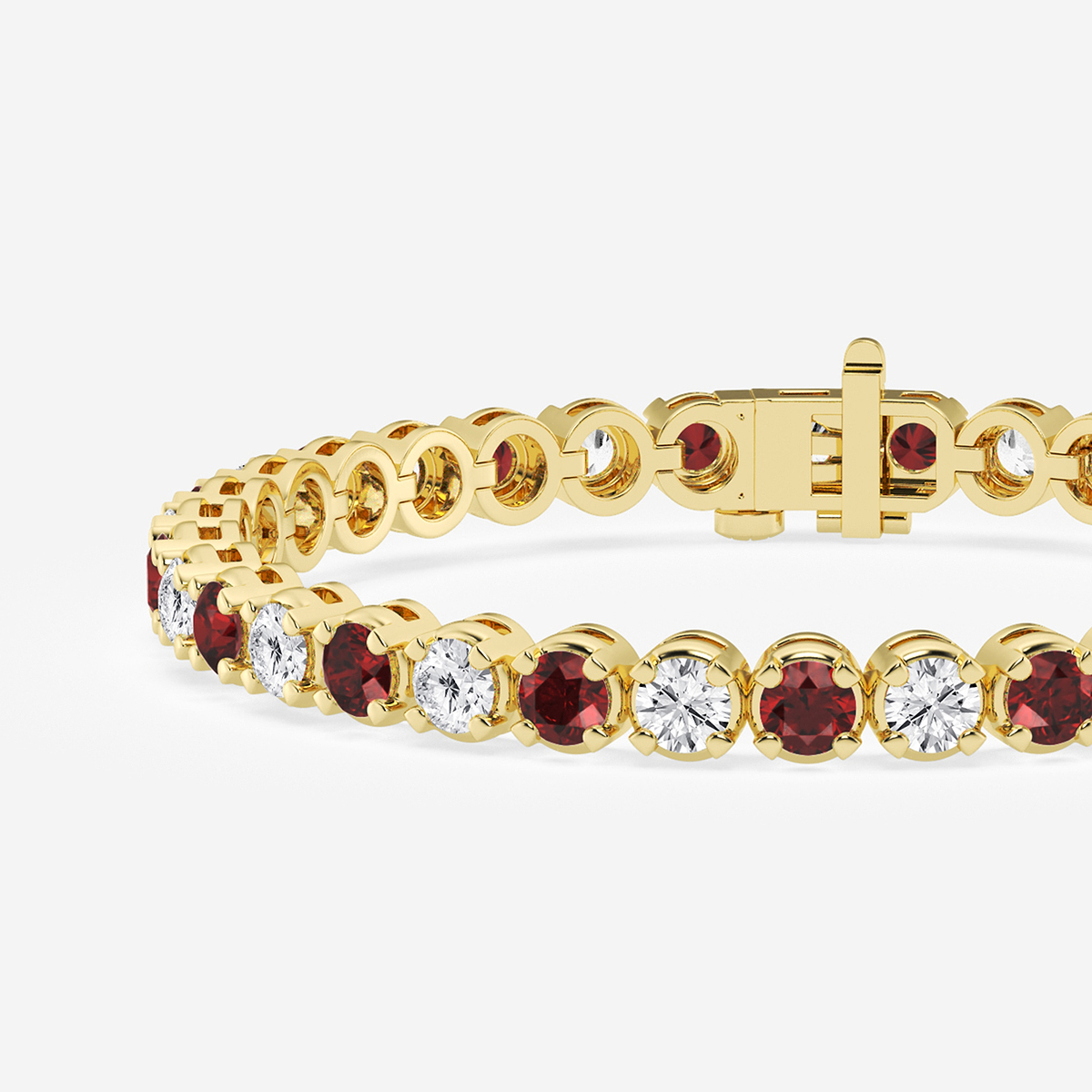 Additional Image 1 for  8 ctw Round Created Ruby and Round Lab Grown Diamond Four-Prong Tennis Bracelet - 8 Inches
