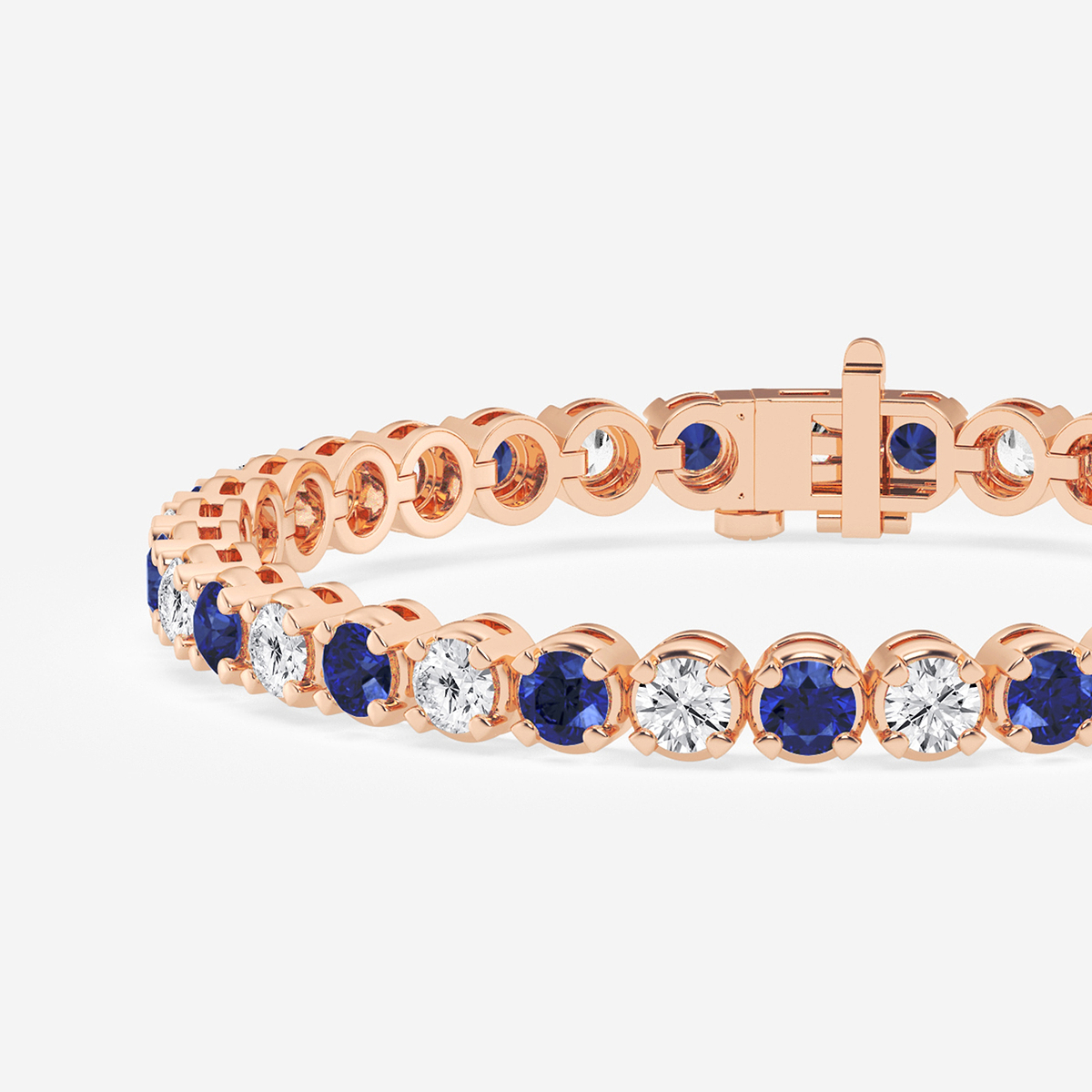Additional Image 1 for  8 ctw Round Created Sapphire and Round Lab Grown Diamond Four-Prong Tennis Bracelet - 8 Inches