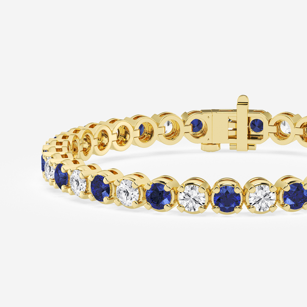 Additional Image 1 for  8 ctw Round Created Sapphire and Round Lab Grown Diamond Four-Prong Tennis Bracelet - 8 Inches