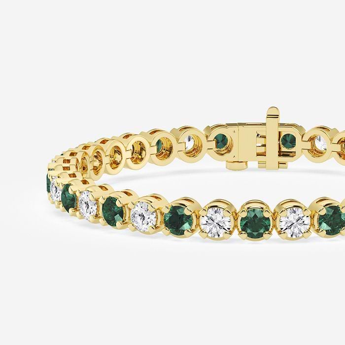 Emerald Four Prong Round Tennis Bracelet