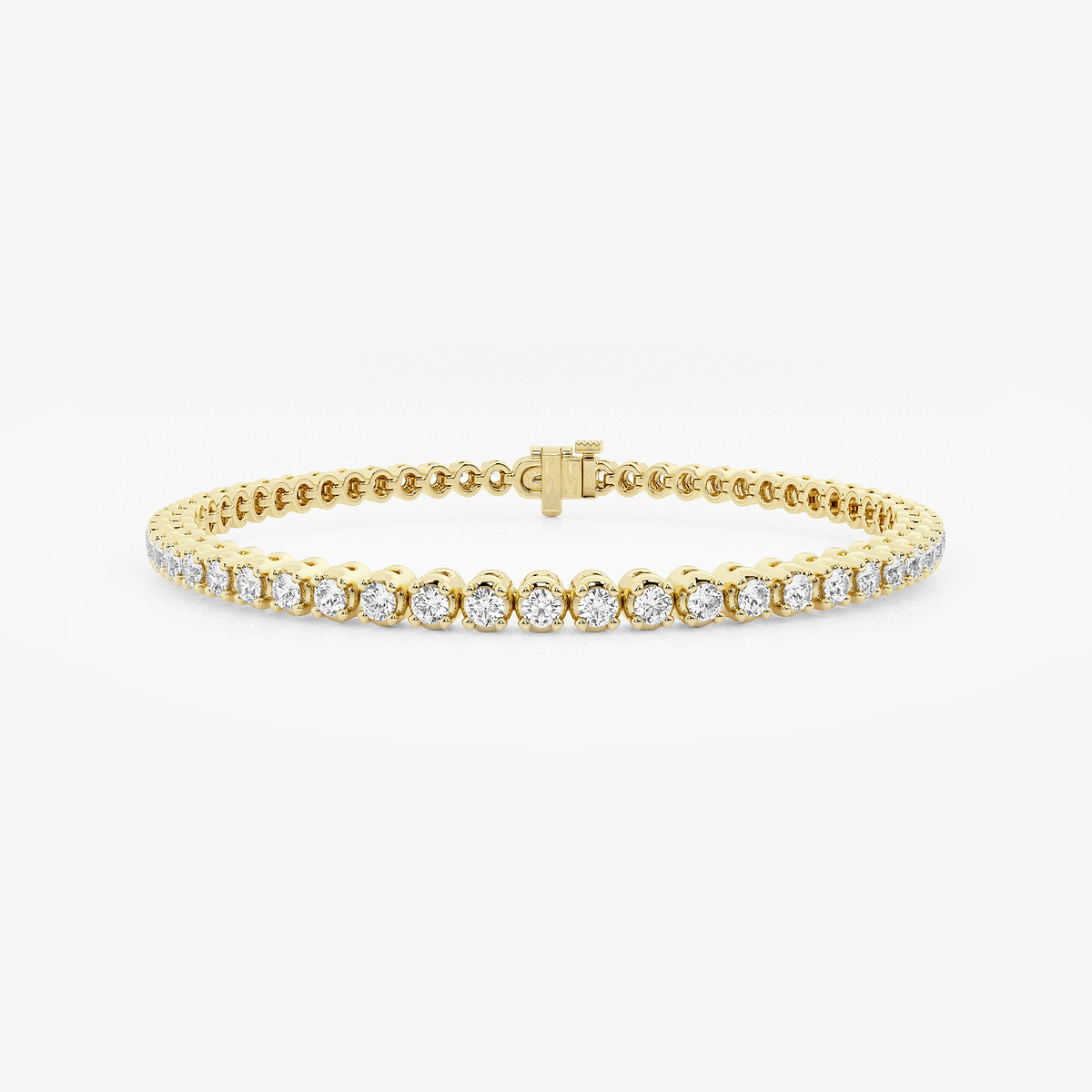 3 ctw Round Lab Grown Diamond Four-Prong Tennis Bracelet - 7 Inches 14K Yellow Gold, DE, VS1