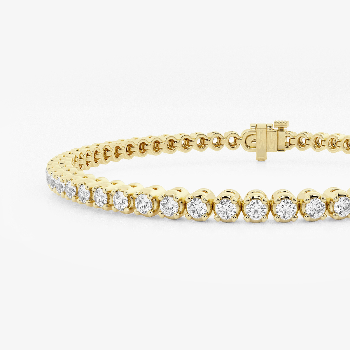 3 ctw Round Lab Grown Diamond Four-Prong Tennis Bracelet - 7 Inches 14K Yellow Gold, DE, VS1