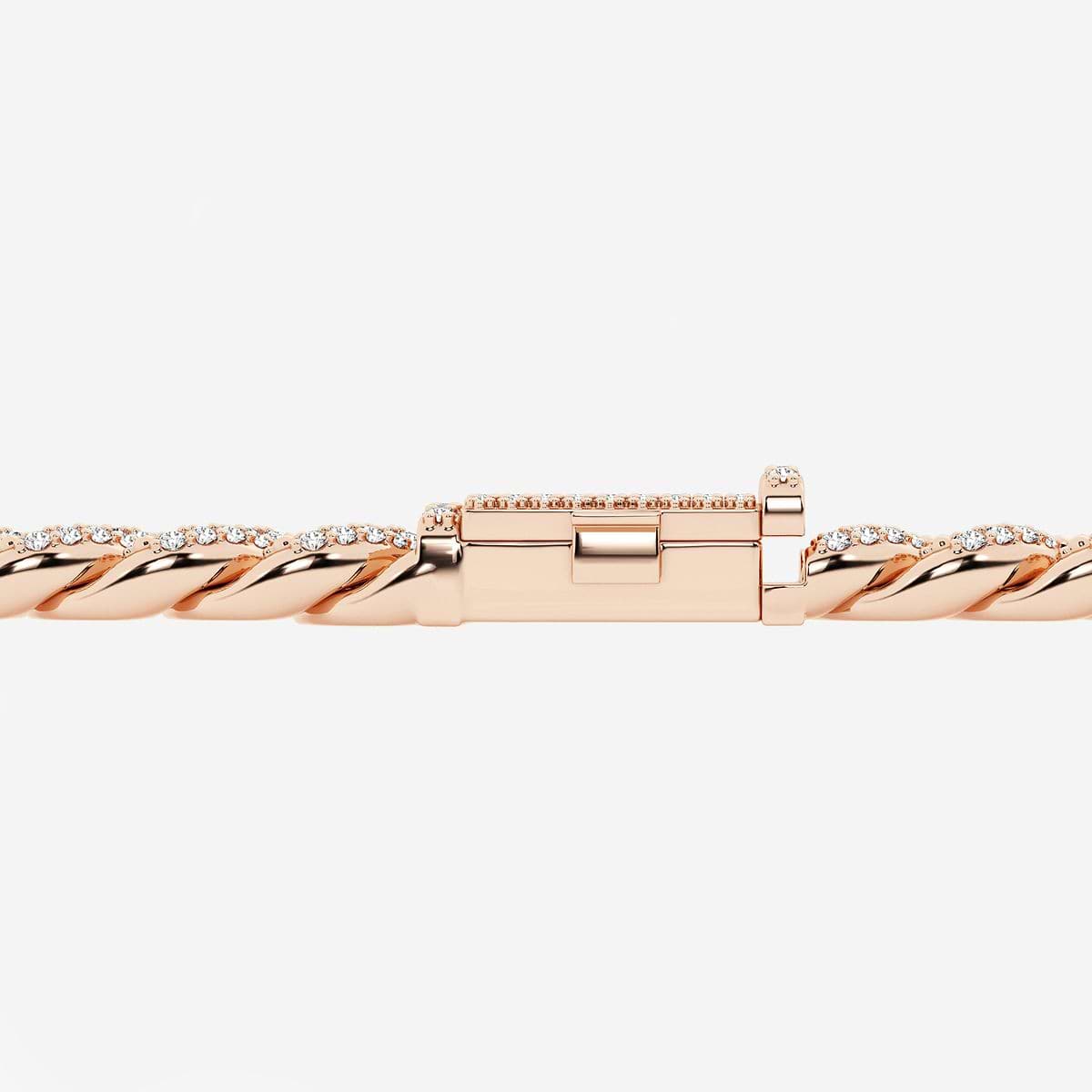 2 ctw Round Lab Grown Diamond Cuban Link Bracelet - 6.5 Inches 14K Rose Gold, F, VS2