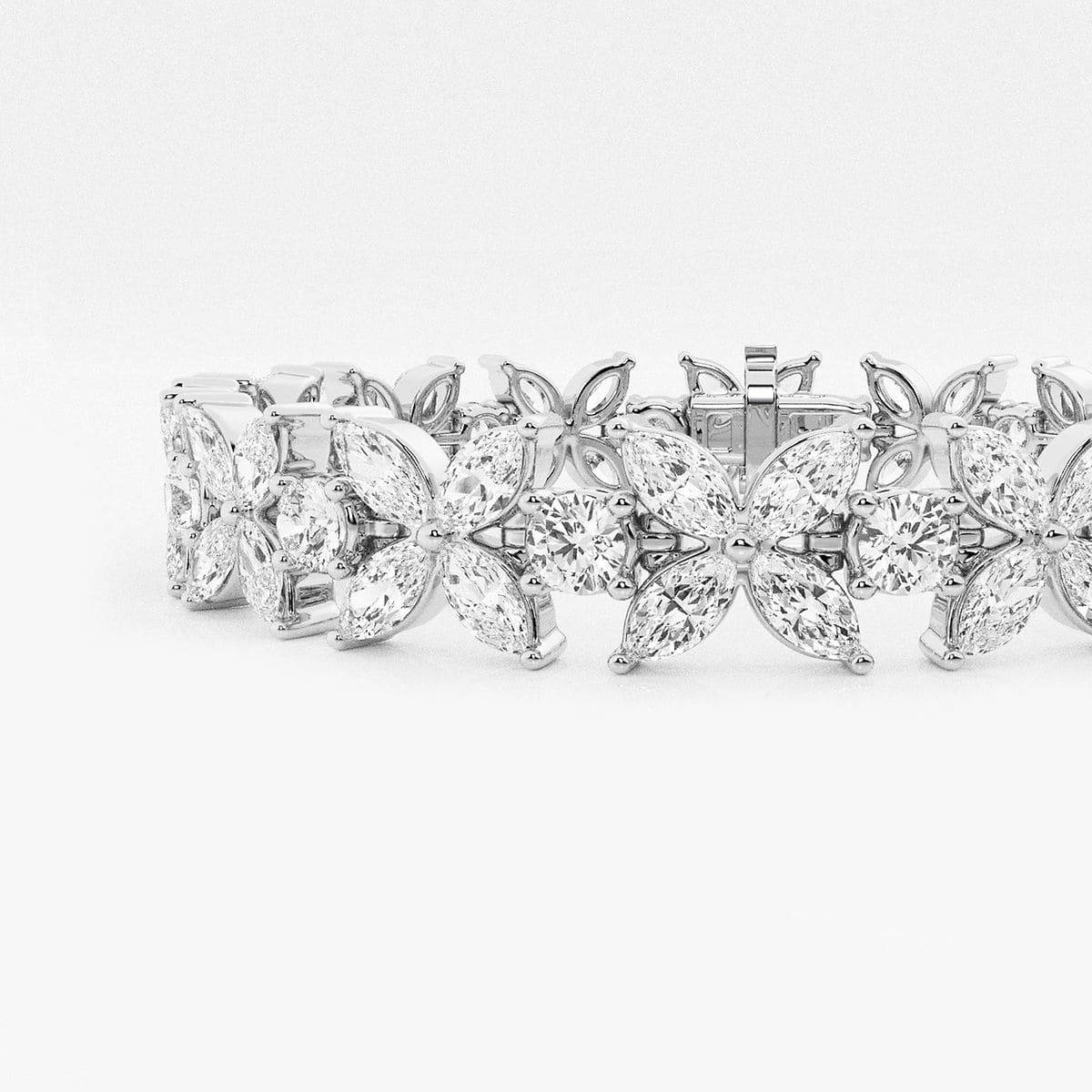 17 7/8 ctw Marquise Lab Grown Diamond Flower Fashion Bracelet - 7 Inches Platinum, F, VS2