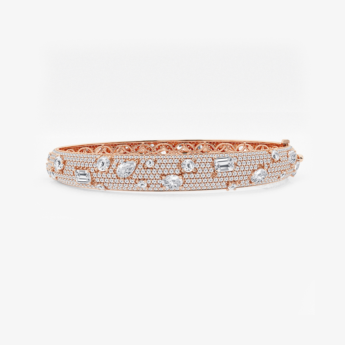 7 2/3 ctw Multi-Shape Lab Grown Diamond Scatter Bangle Bracelet - 7 Inches