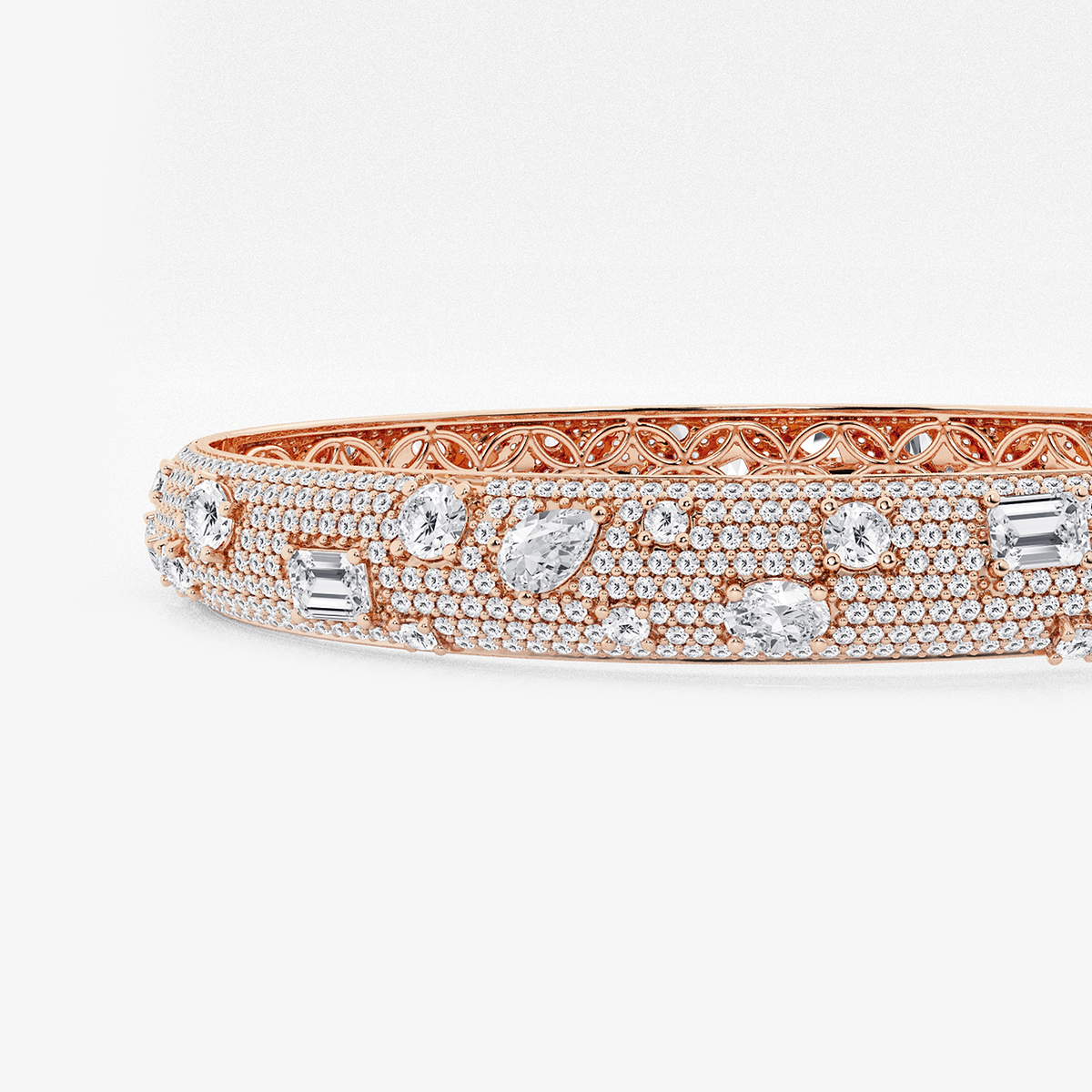 Additional Image 1 for  7 2/3 ctw Multi-Shape Lab Grown Diamond Scatter Bangle Bracelet - 7 Inches