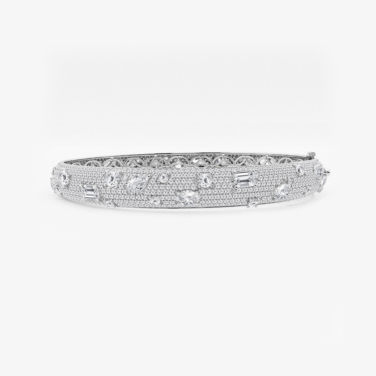 7 2/3 ctw Multi-Shape Lab Grown Diamond Scatter Bangle Bracelet - 7 Inches
