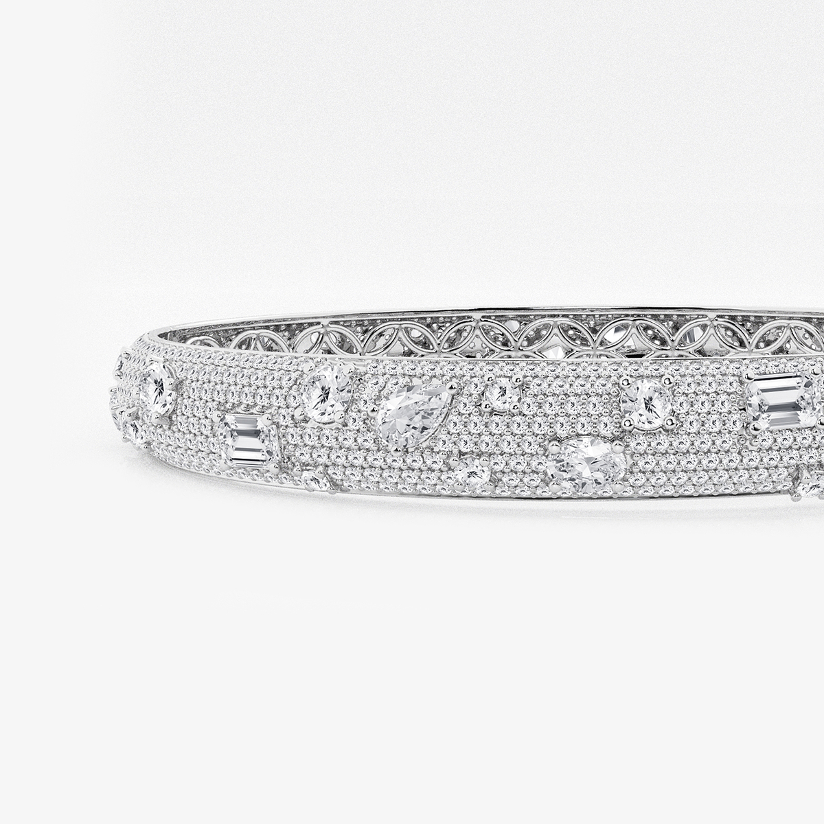 Additional Image 1 for  7 2/3 ctw Multi-Shape Lab Grown Diamond Scatter Bangle Bracelet - 7 Inches