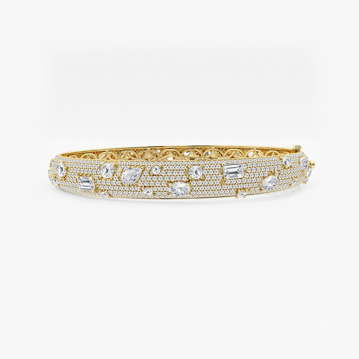 7 2/3 ctw Multi-Shape Lab Grown Diamond Scatter Bangle Bracelet - 7 Inches