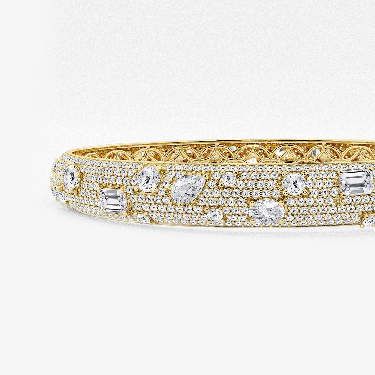 Additional Image 1 for  7 2/3 ctw Multi-Shape Lab Grown Diamond Scatter Bangle Bracelet - 7 Inches