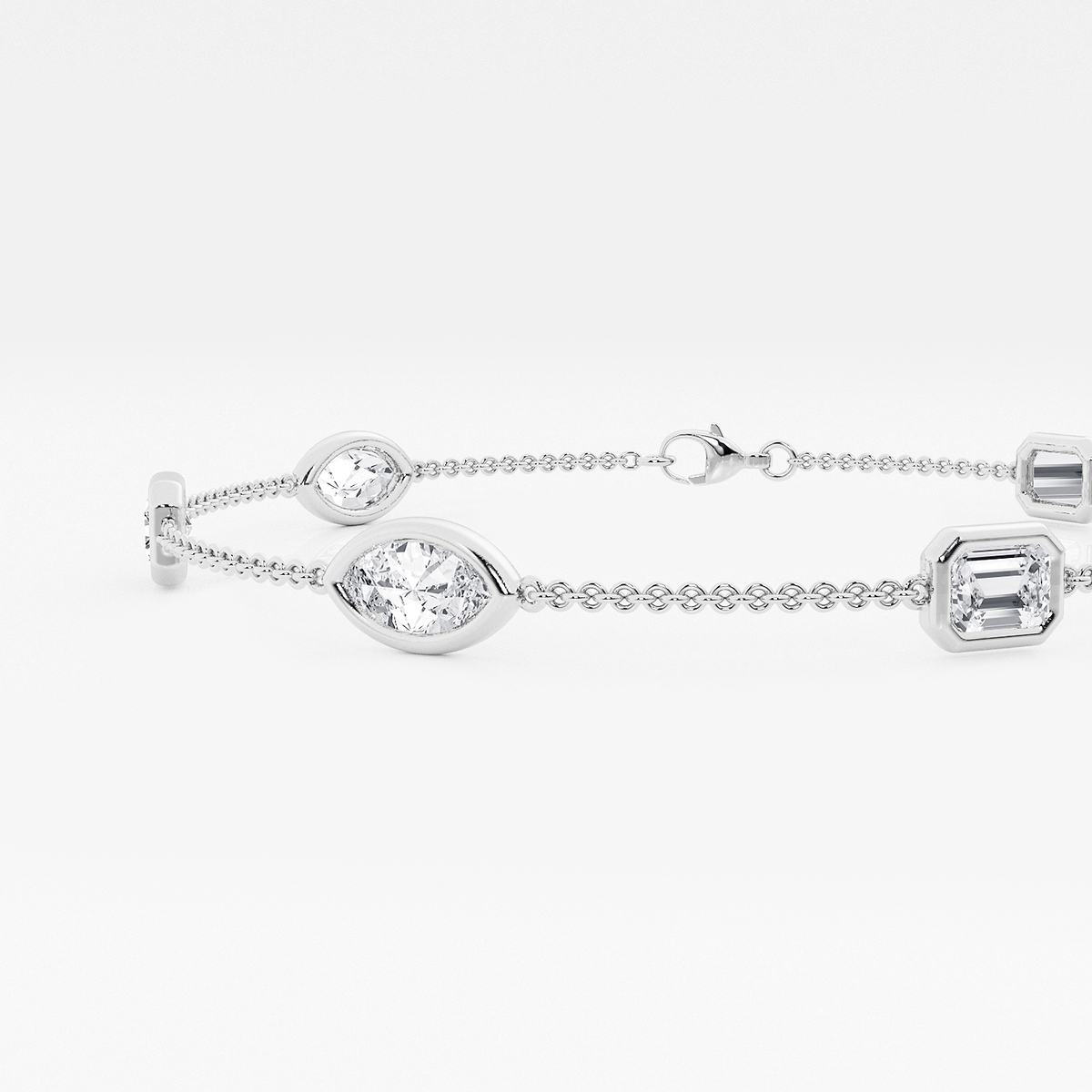 Additional Image 1 for  2 ctw Emerald & Marquise Lab Grown Diamond Station Chain Bracelet - 7 Inches