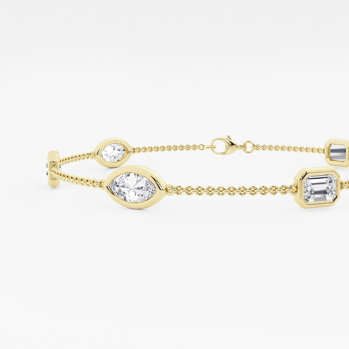 Additional Image 1 for  2 ctw Emerald & Marquise Lab Grown Diamond Station Chain Bracelet - 7 Inches
