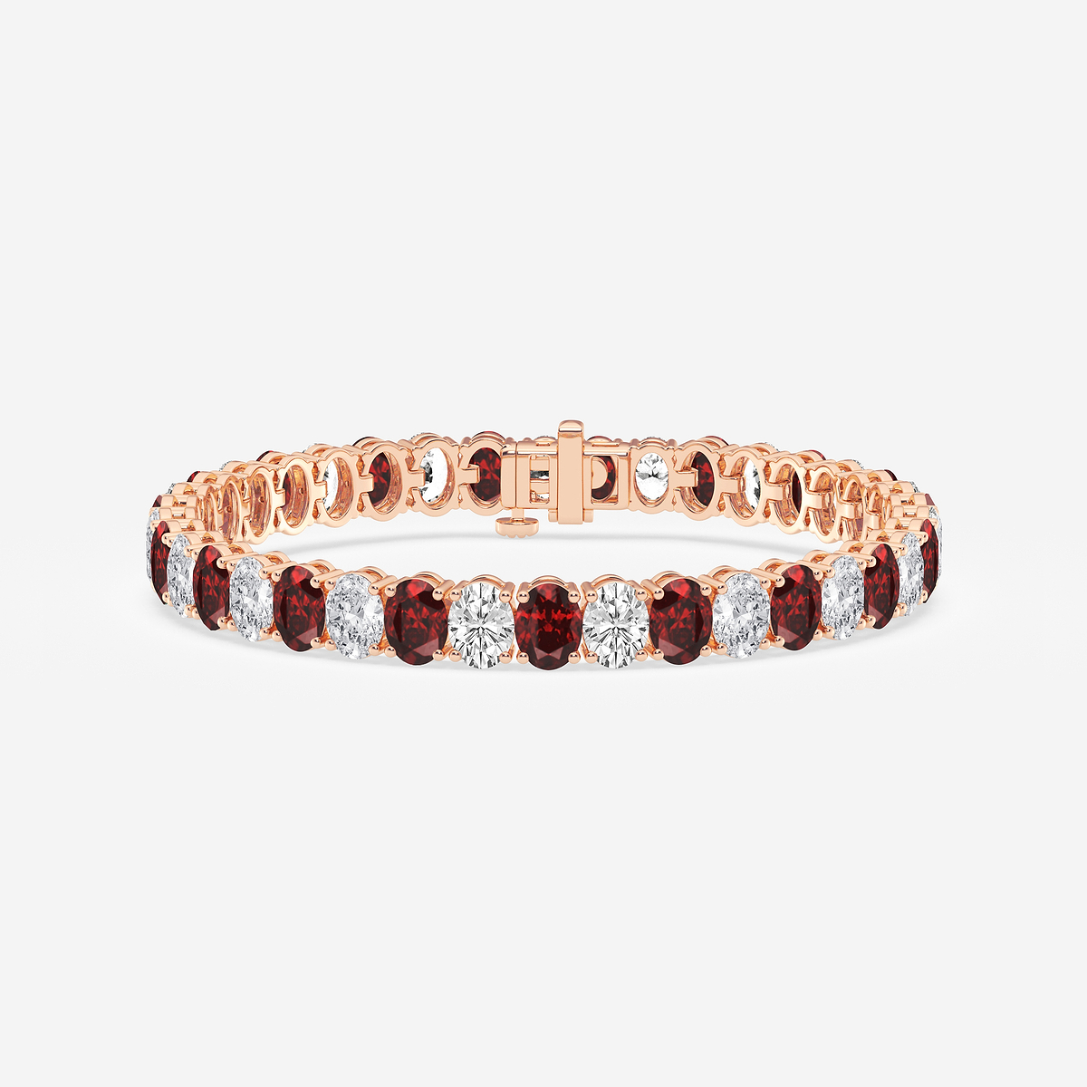 14 ctw Oval Created Ruby and Oval Lab Grown Diamond Four-Prong Tennis Bracelet - 7 Inches