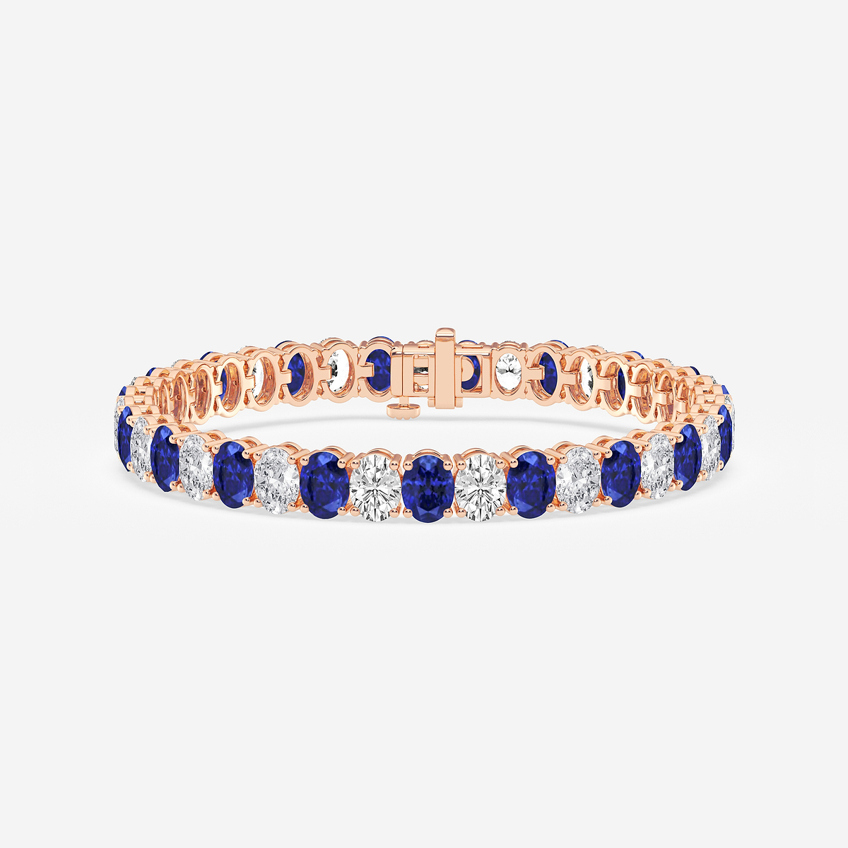 14 ctw Oval Created Sapphire and Oval Lab Grown Diamond Four-Prong Tennis Bracelet - 7 Inches