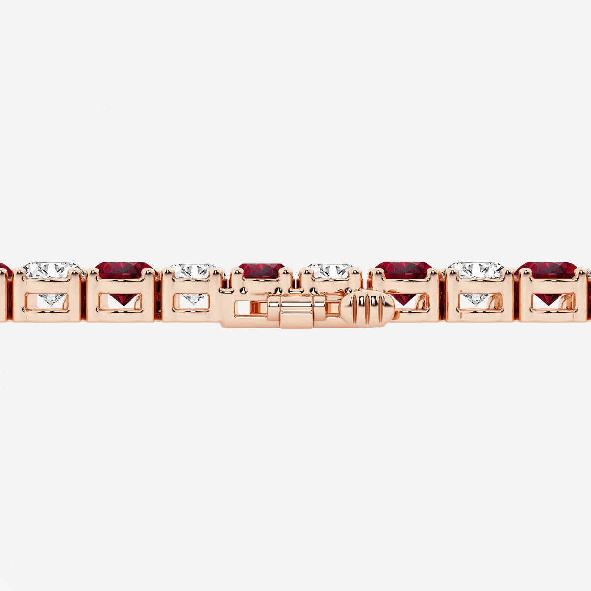 Additional Image 2 for  14 ctw Oval Created Ruby and Oval Lab Grown Diamond Four-Prong Tennis Bracelet - 7 Inches