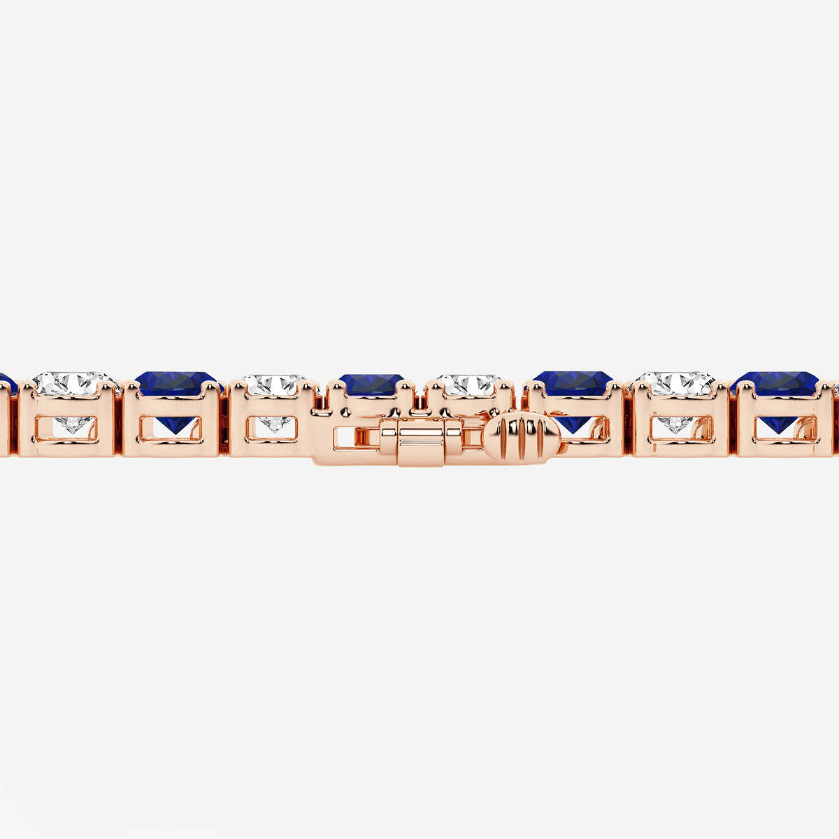 Additional Image 2 for  14 ctw Oval Created Sapphire and Oval Lab Grown Diamond Four-Prong Tennis Bracelet - 7 Inches