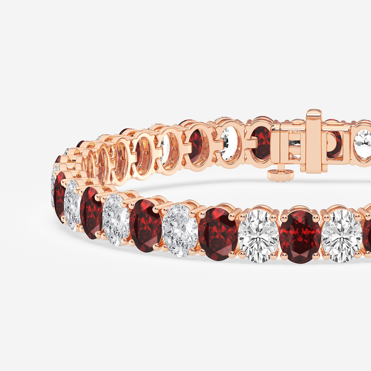 Additional Image 1 for  14 ctw Oval Created Ruby and Oval Lab Grown Diamond Four-Prong Tennis Bracelet - 7 Inches