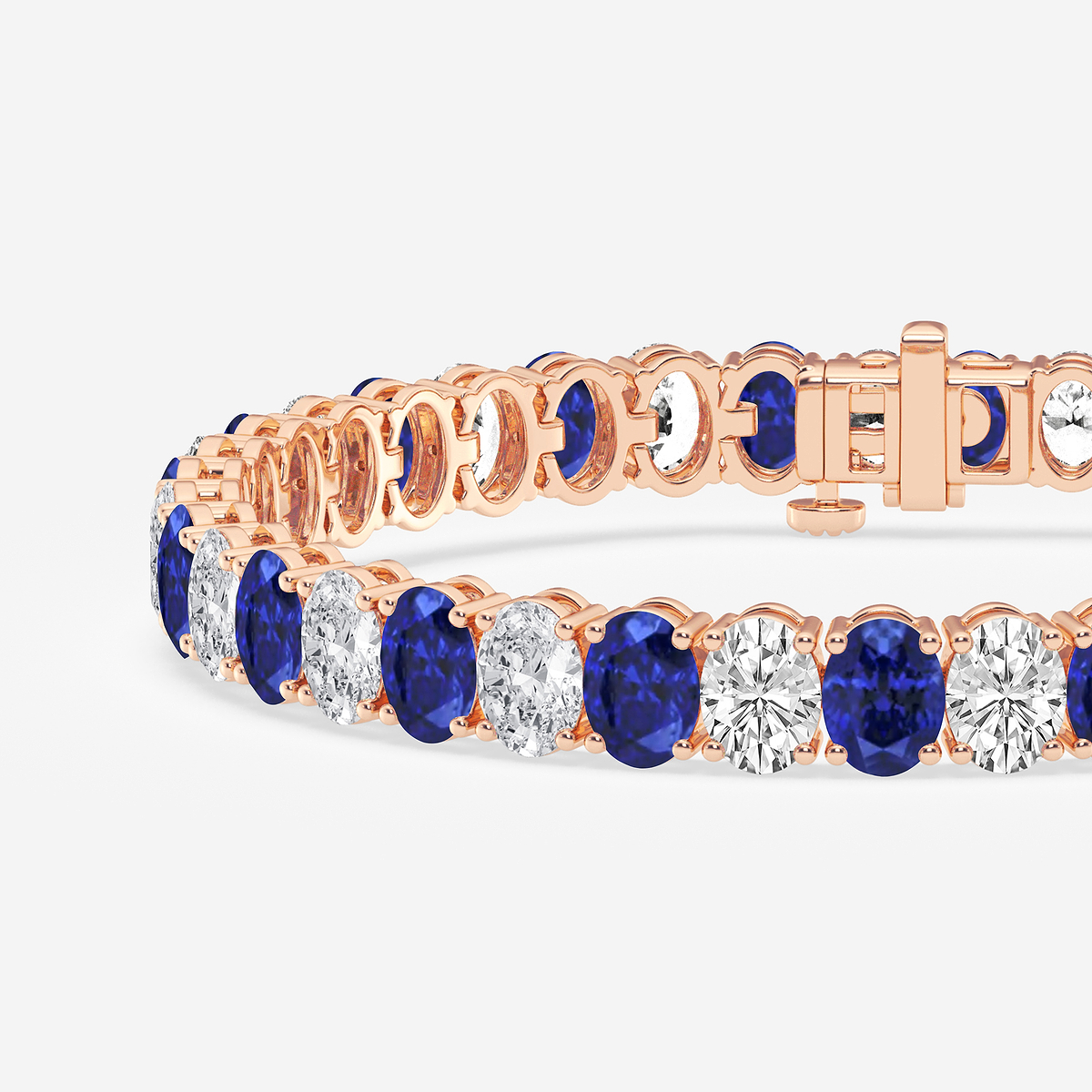 Additional Image 1 for  14 ctw Oval Created Sapphire and Oval Lab Grown Diamond Four-Prong Tennis Bracelet - 7 Inches