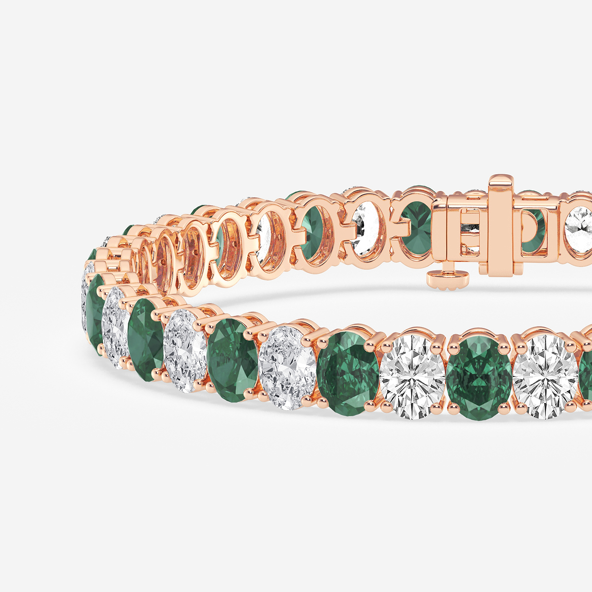 Additional Image 1 for  14 ctw Oval Created Emerald and Oval Lab Grown Diamond Four-Prong Tennis Bracelet - 7 Inches