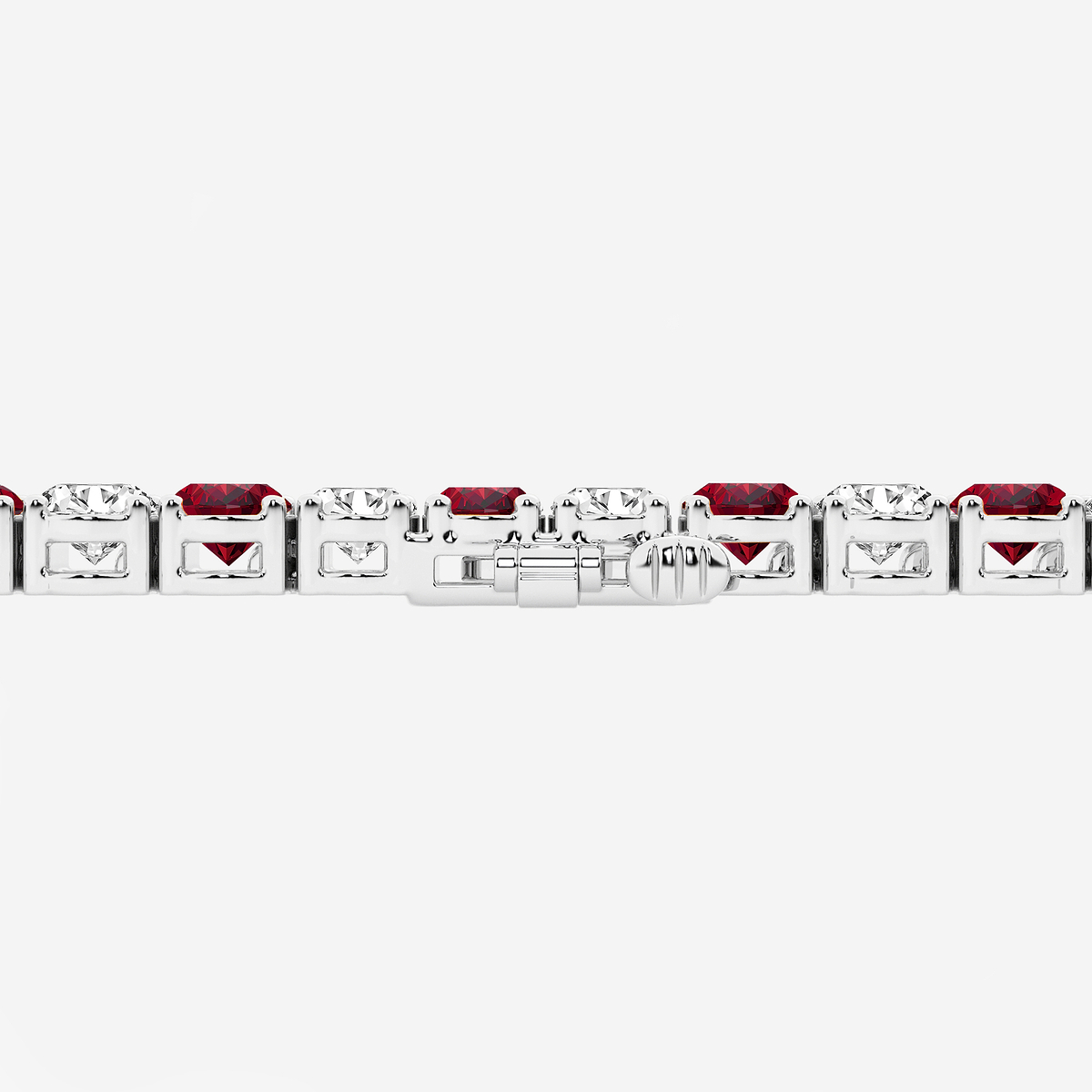 Additional Image 2 for  14 ctw Oval Created Ruby and Oval Lab Grown Diamond Four-Prong Tennis Bracelet - 7 Inches