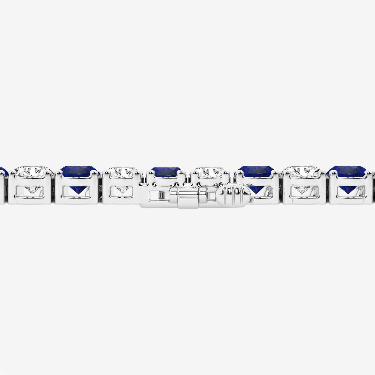 Additional Image 2 for  14 ctw Oval Created Sapphire and Oval Lab Grown Diamond Four-Prong Tennis Bracelet - 7 Inches