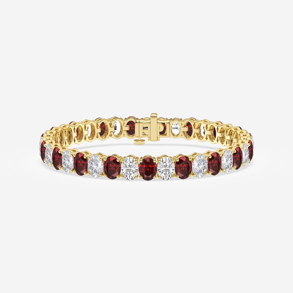 14 ctw Oval Created Ruby and Oval Lab Grown Diamond Four-Prong Tennis Bracelet - 7 Inches