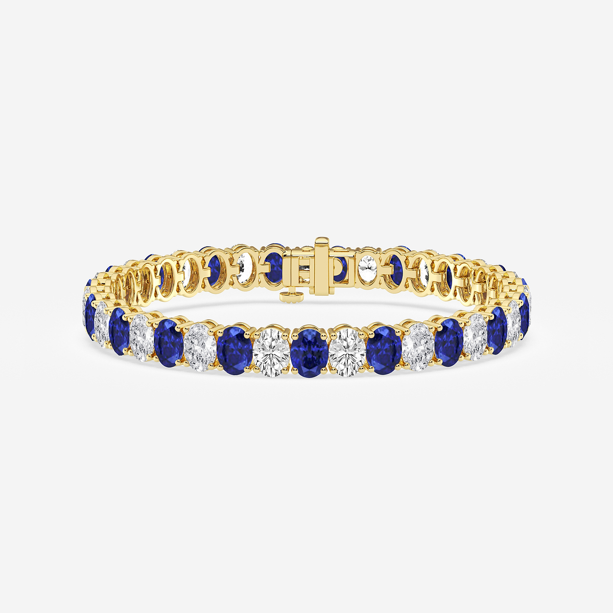 14 ctw Oval Created Sapphire and Oval Lab Grown Diamond Four-Prong Tennis Bracelet - 7 Inches