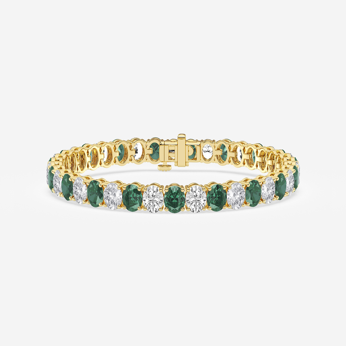 14 ctw Oval Created Emerald and Oval Lab Grown Diamond Four-Prong Tennis Bracelet - 7 Inches