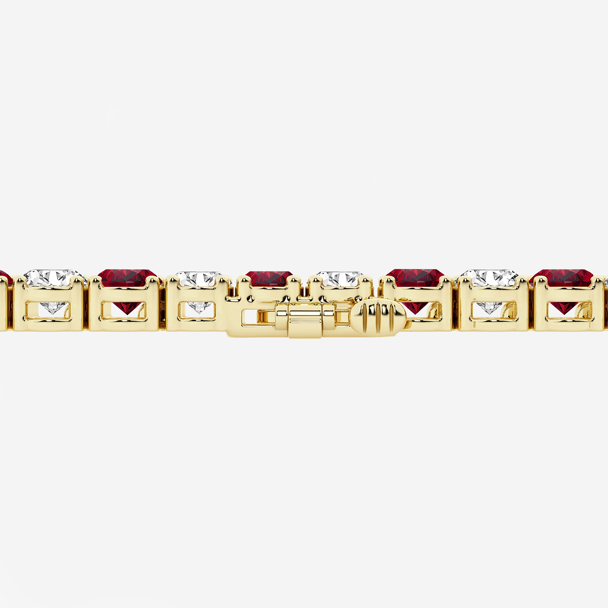 Additional Image 2 for  14 ctw Oval Created Ruby and Oval Lab Grown Diamond Four-Prong Tennis Bracelet - 7 Inches