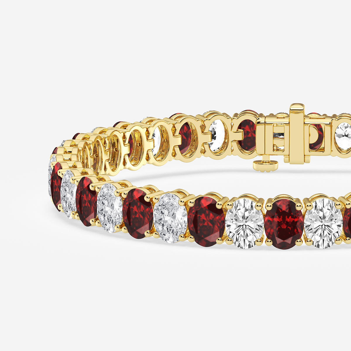Additional Image 1 for  14 ctw Oval Created Ruby and Oval Lab Grown Diamond Four-Prong Tennis Bracelet - 7 Inches