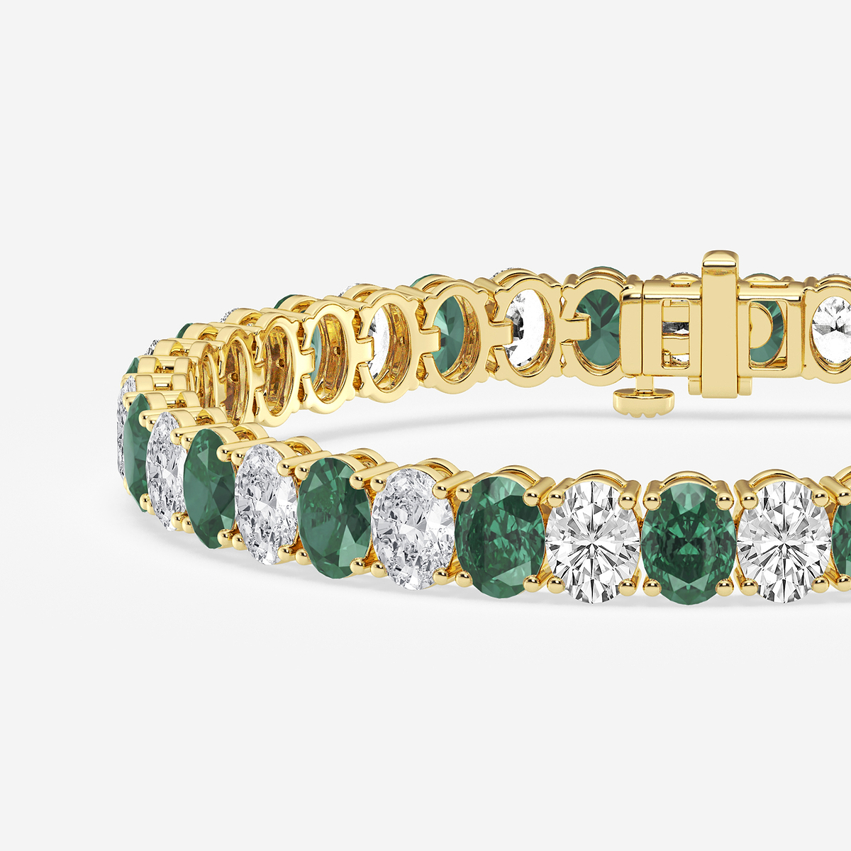 Additional Image 1 for  14 ctw Oval Created Emerald and Oval Lab Grown Diamond Four-Prong Tennis Bracelet - 7 Inches