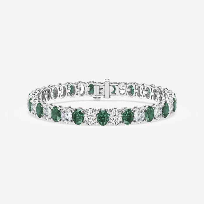 Emerald Four Prong Oval Tennis Bracelet