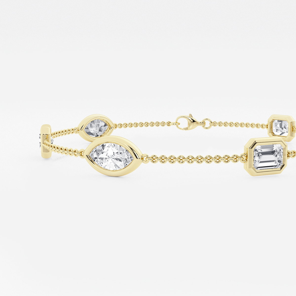 Additional Image 1 for  3 ctw Emerald & Marquise Lab Grown Diamond Station Chain Bracelet - 7 Inches