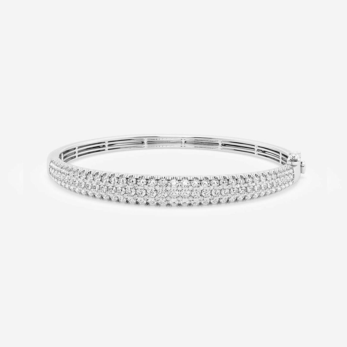 5 ctw Round Lab Grown Diamond Three Row Bangle Bracelet - 7 Inches