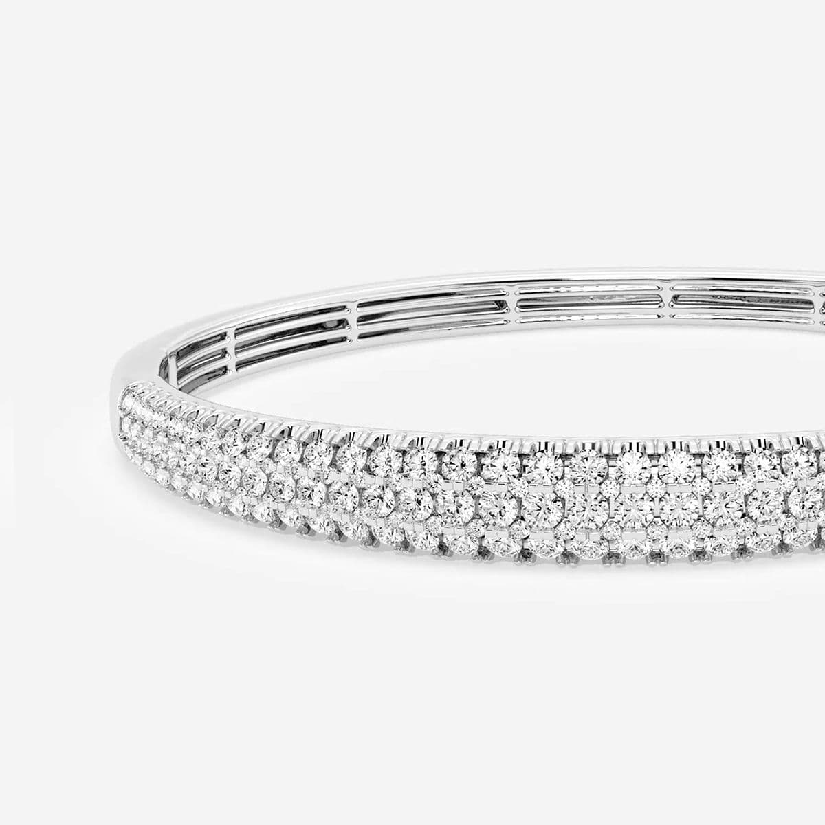 Additional Image 1 for  5 ctw Round Lab Grown Diamond Three Row Bangle Bracelet - 7 Inches